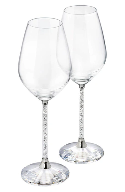 Swarovski Crystalline Set Of 2 Red Wine Glasses In Clear