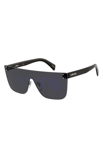 Levi's 99mm Mirrored Shield Sunglasses In Grey/ Blue Mirror Blue