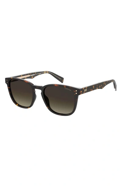 Levi's 51mm Gradient Rectangle Sunglasses In Havana/ Brown Shaded