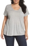 Caslonr Rounded V-neck Tee In Heather Grey