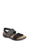 Munro Pisces Womens Leather Ankle Strap Wedge Sandals In Black Multi