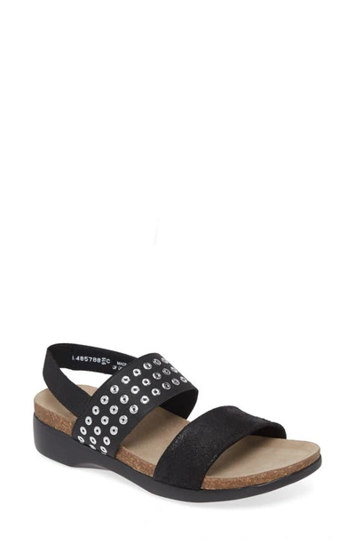 Munro Pisces Womens Leather Ankle Strap Wedge Sandals In Black Multi