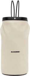 JIL SANDER OFF-WHITE CANVAS & LEATHER SMALL BACKPACK TOTE