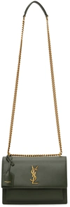 Saint Laurent Womens Green Fonce Sunset Medium Leather Shoulder Bag In 3207 Olive