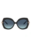 Tiffany & Co 54mm Gradient Butterfly Sunglasses In Black/ Azure Grad