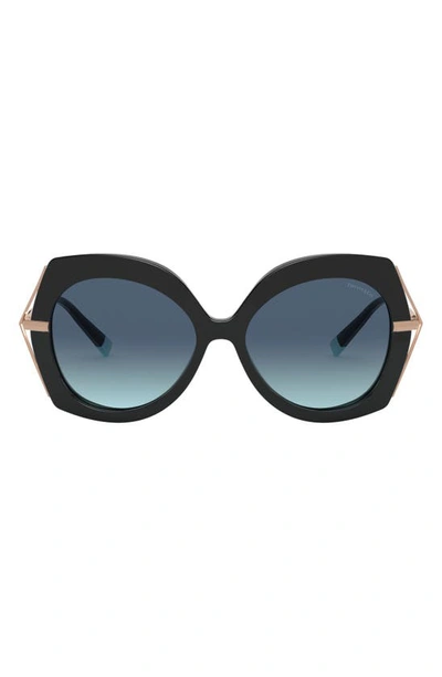 Tiffany & Co 54mm Gradient Butterfly Sunglasses In Black/ Azure Grad
