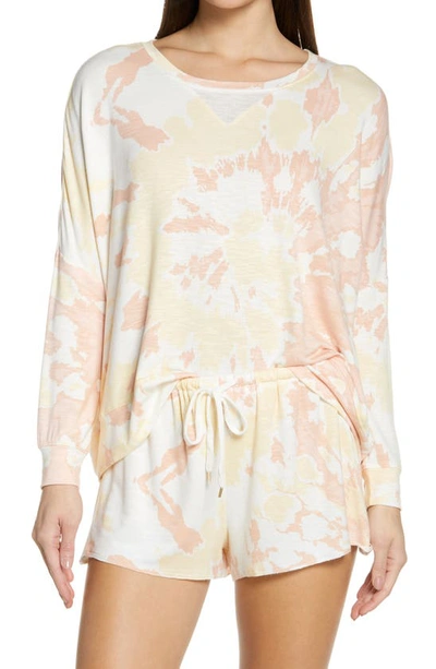 Honeydew Intimates Starlight Knit Lounge Sweatshirt In Ivory Tie Dye