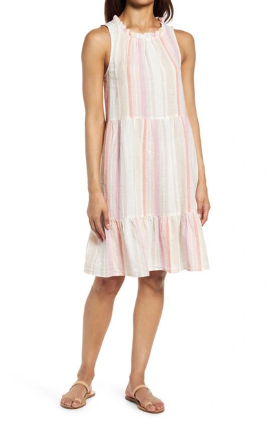 Beachlunchlounge Saison Sleeveless Linen Blend Dress In Pink Oxford