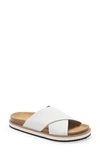 Free People Sidelines Slide Sandal In White Lizard