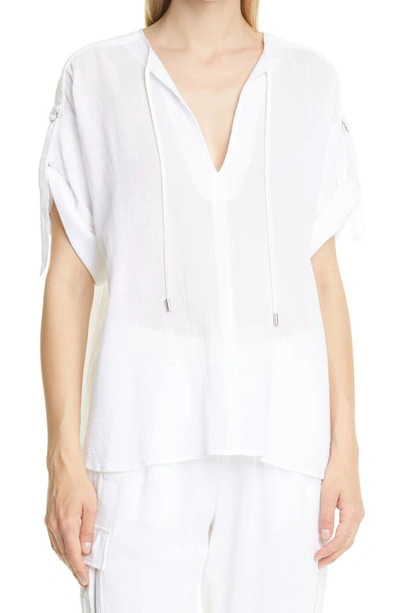 Atm Anthony Thomas Melillo Roll Tab Gauze Top In White