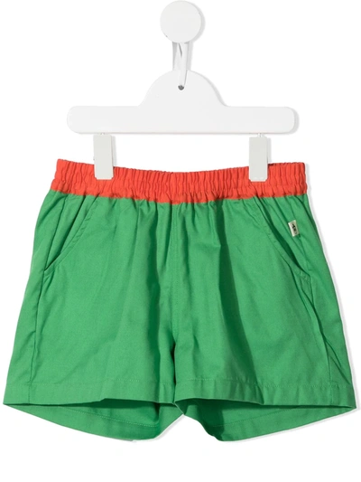 Mini Rodini Kids' Woven Cotton Shorts In Green