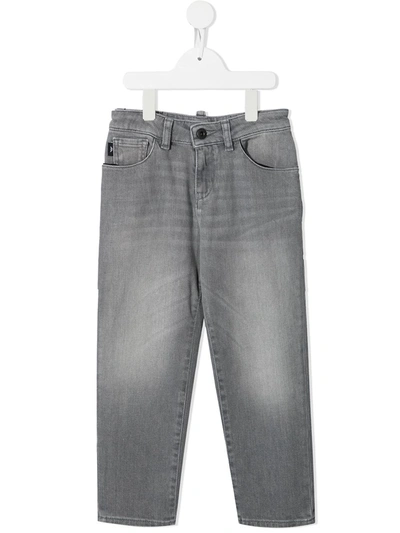 Emporio Armani Kids' Straight-leg Stretch-cotton Jeans In Grey