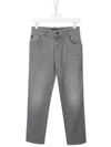 Emporio Armani Straight-leg Stretch-cotton Jeans In Grey