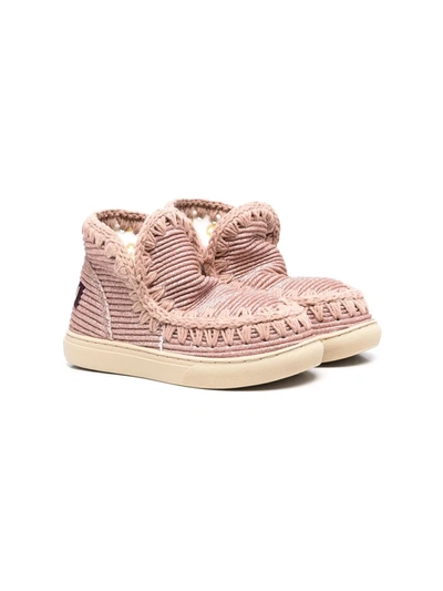 Mou Kids' Ribbed Eskimo Boots In Pink