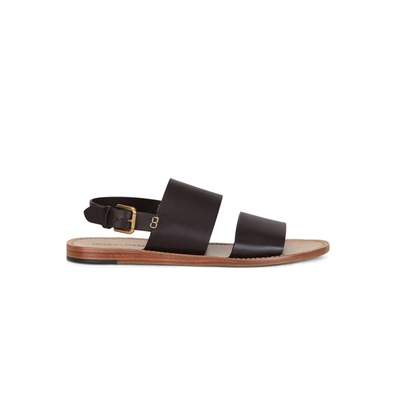 Dolce & Gabbana Slingback Side Buckled Flat Sandals In Brown
