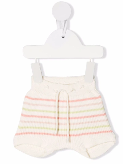 Knot Babies' Striped Ribbed-knit Bloomers In Neutrals