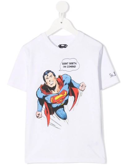Mc2 Saint Barth Kids' Superman Print T-shirt In White