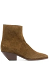 SAINT LAURENT WEST ZIPPED BOOTS IN BROWN SUEDE