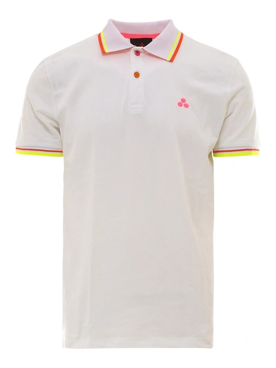 Peuterey Stripe-trim Embroidered Polo Shirt In White