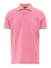 Peuterey Stripe-trim Embroidered Polo Shirt In Pink