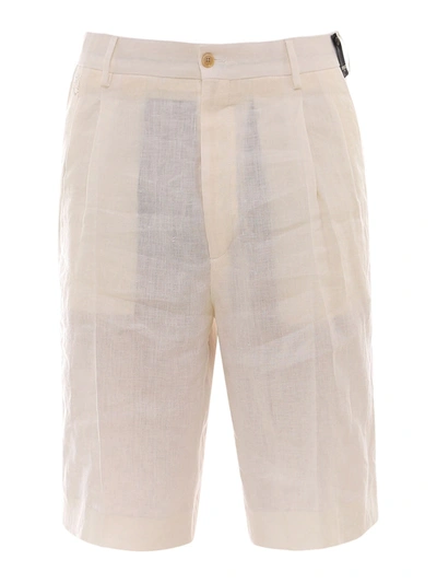 Fendi Pleated Bermuda Shorts In Cream