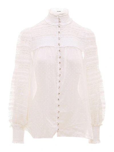 Zimmermann Cotton Shirt With Embroidery In White