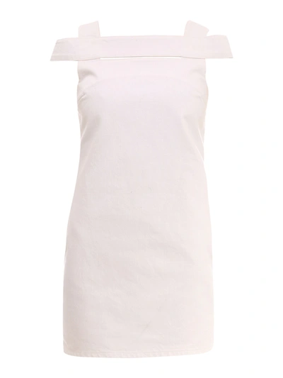 Givenchy Open Back Squareneck Denim Minidress In White