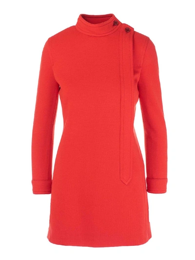 Saint Laurent Ladies Red Mini Wool Blend Dress