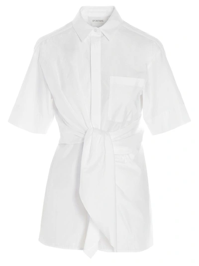 Sportmax Poplin Shirt With Knot In White