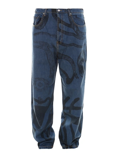 Kenzo K-tiger Wide-leg Jeans In Blue,black