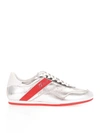CHRISTIAN LOUBOUTIN MY K LOW SNEAKERS IN SILVER COLOR AND RED