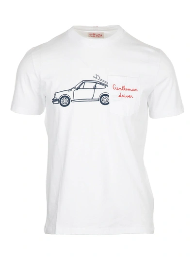 Mc2 Saint Barth Gentleman Driver Embroidery T-shirt In White