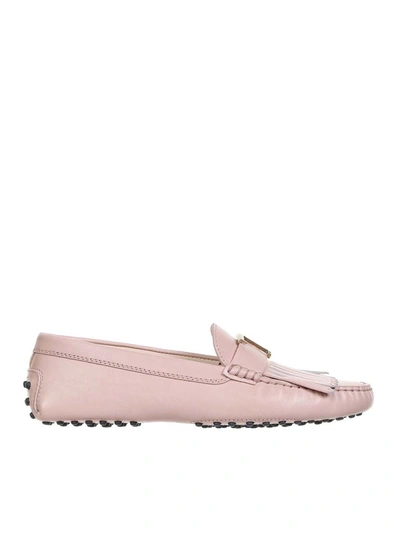 Tod's Gommino Fringed Loafers In Pink