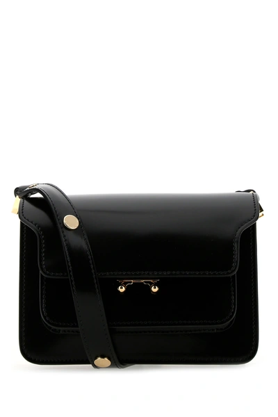 Marni Black Leather Mini Trunk Shoulder Bag  Black  Donna Tu