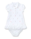 Polo Ralph Lauren Logo Embroidery Ruffle Hem Polo Dress With Bloomers In White