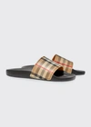 Burberry Kid's Mini Furley Check Slide Sandals, Toddler/kids In Beige