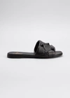 Valentino Roman Stud Quilted Slide Sandals In 0no Nero