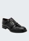 DOLCE & GABBANA MEN'S RUNWAY TRIPLE-MONK STRAP LEATHER SLIP-ON SHOES,PROD159760001