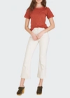 Veronica Beard Jeans Carson High-rise Ankle Flare Jeans In Ecru
