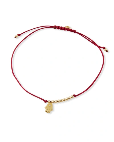 Sydney Evan Diamond Hamsa Pull-cord Bracelet In Gold