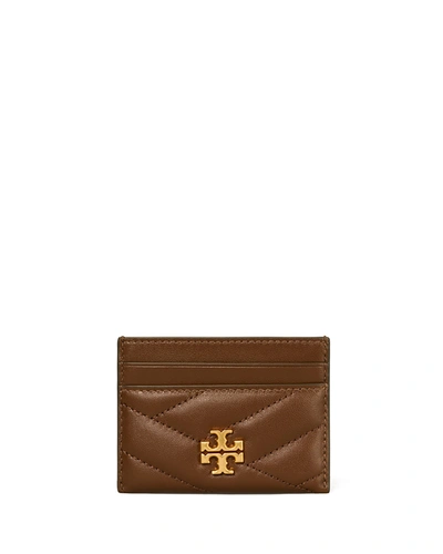 Tory Burch Kira Quilted Leather Card Case In Fudge