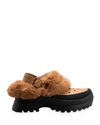 Stella Mccartney Trace Faux-fur Slingback Clogs In Cuoio/black