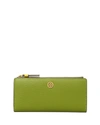 Tory Burch Walker Leather Slim Zip Wallet In Spinach