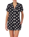 Kate Spade Women's Knit Notch Collar And Short Pajama Set In Black Dot