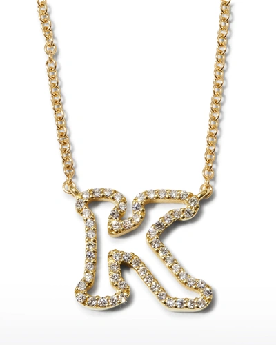 Albert Malky 18k Yellow Gold Diamond Initial "k" Necklace