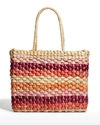 BTB LOS ANGELES SANDY MULTICOLOR STRAW BEACH TOTE BAG,PROD243320314