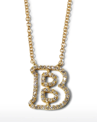 Albert Malky 18k Yellow Gold Diamond Initial "b" Necklace