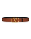Valentino Garavani Vlogo Reversible Leather Belt In 11j Beige/black