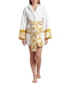 Versace Barocco Hooded Short Bathrobe In Nero
