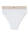 Versace White Greca Border High Waisted Briefs In Blue